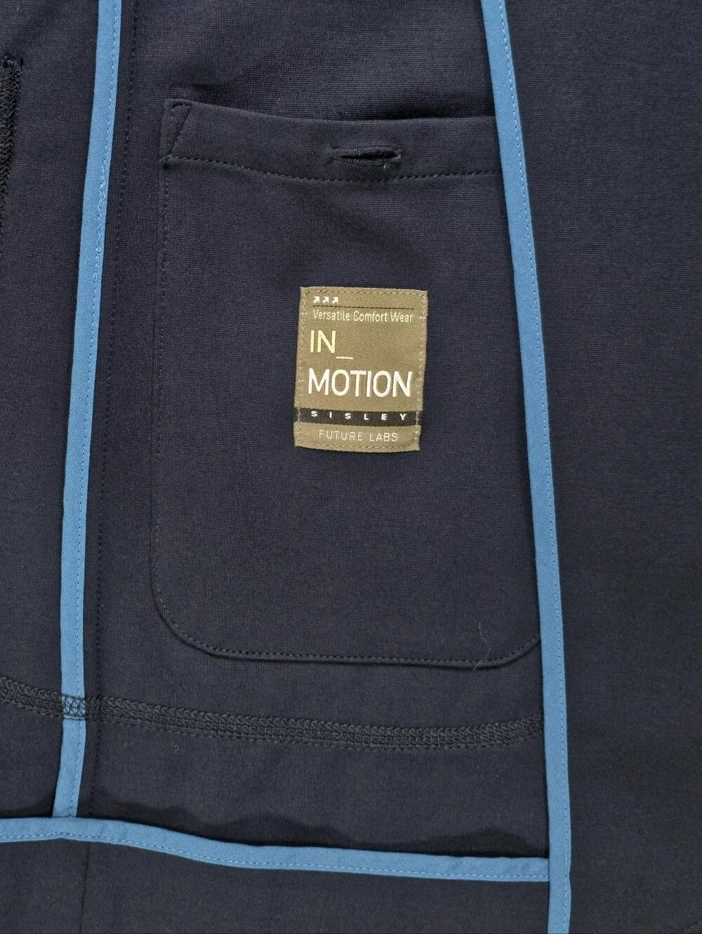 Sisley In Motion Men's Jersey Blazer IT 52/US 42 Navy Stretch Knit Slim Comfort